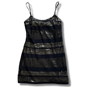 XXI Black & Gold Sequin Mesh Bodycon Dress – Size Medium | Y2K | Party Sparkle